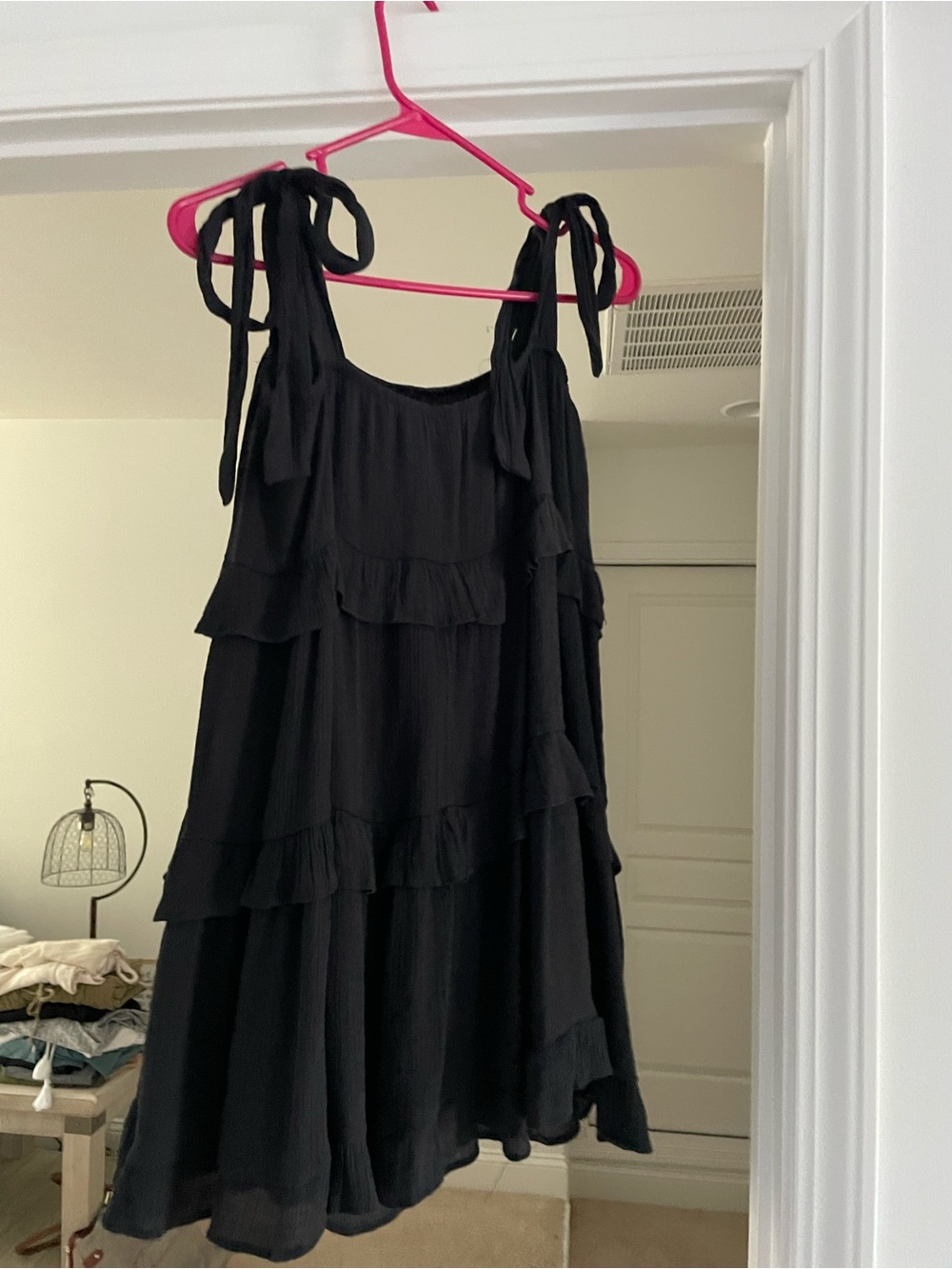 HYFVE Black Tie-Shoulder Ruffle Sundress